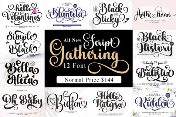 Script Gathering Bundle: A Handwritten Font for Web Design